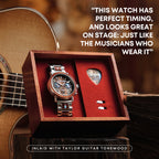 Limited Edition Cameroon Ebony Taylor Guitar Stainless Steel Chrono 44mm