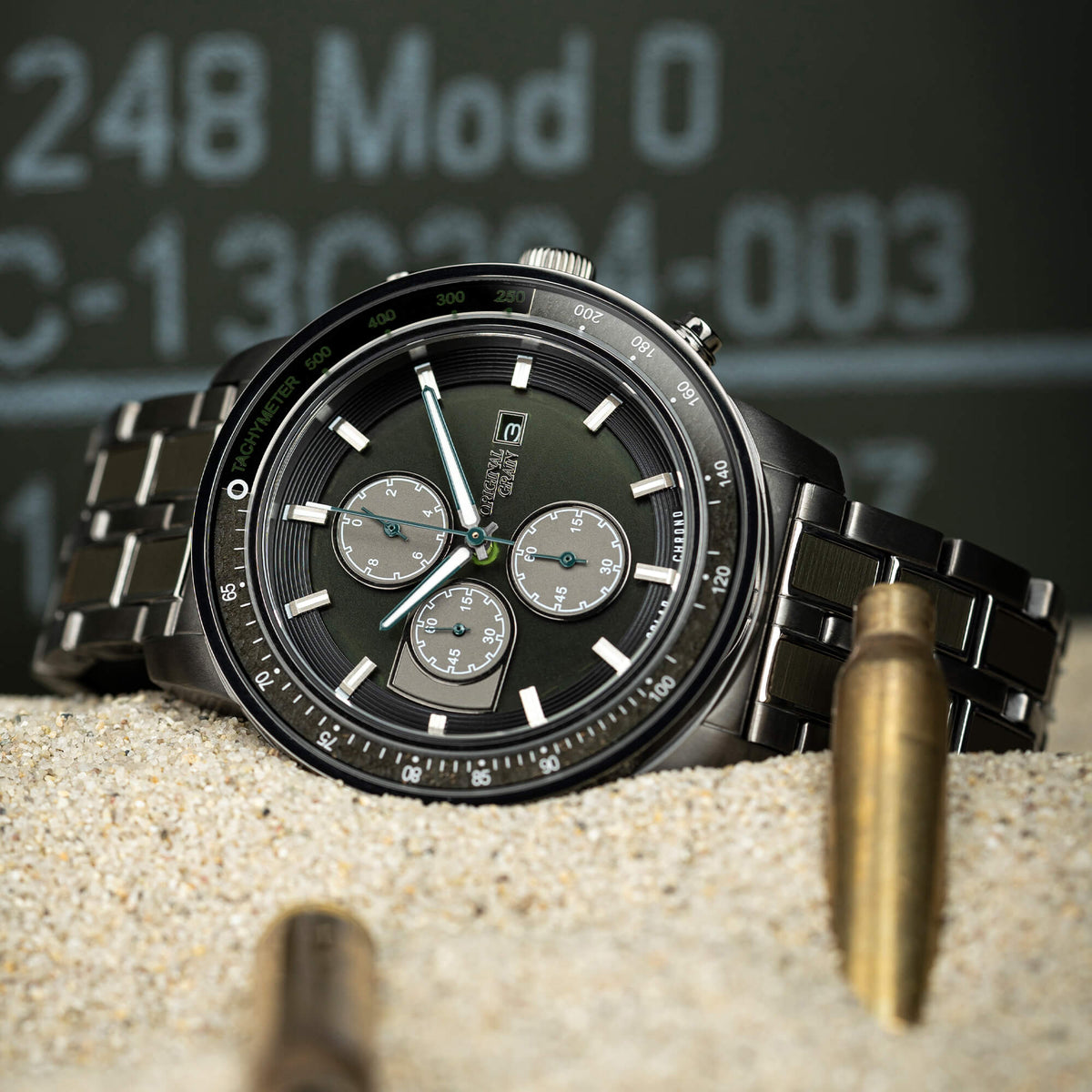 Military Green Barrel Solar Chrono 45mm