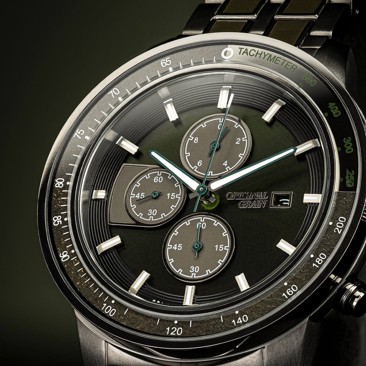 Military Green Barrel Solar Chrono 45mm