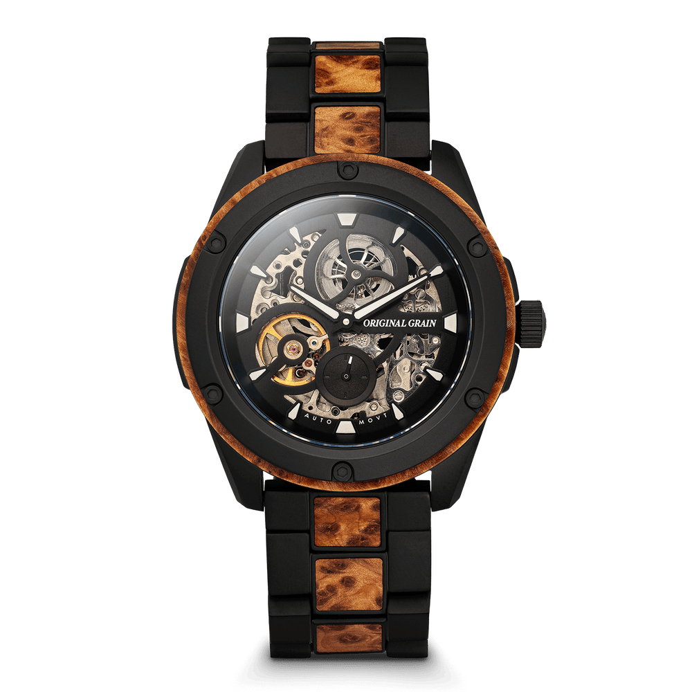 Burlwood Black Rugged Auto 44mm