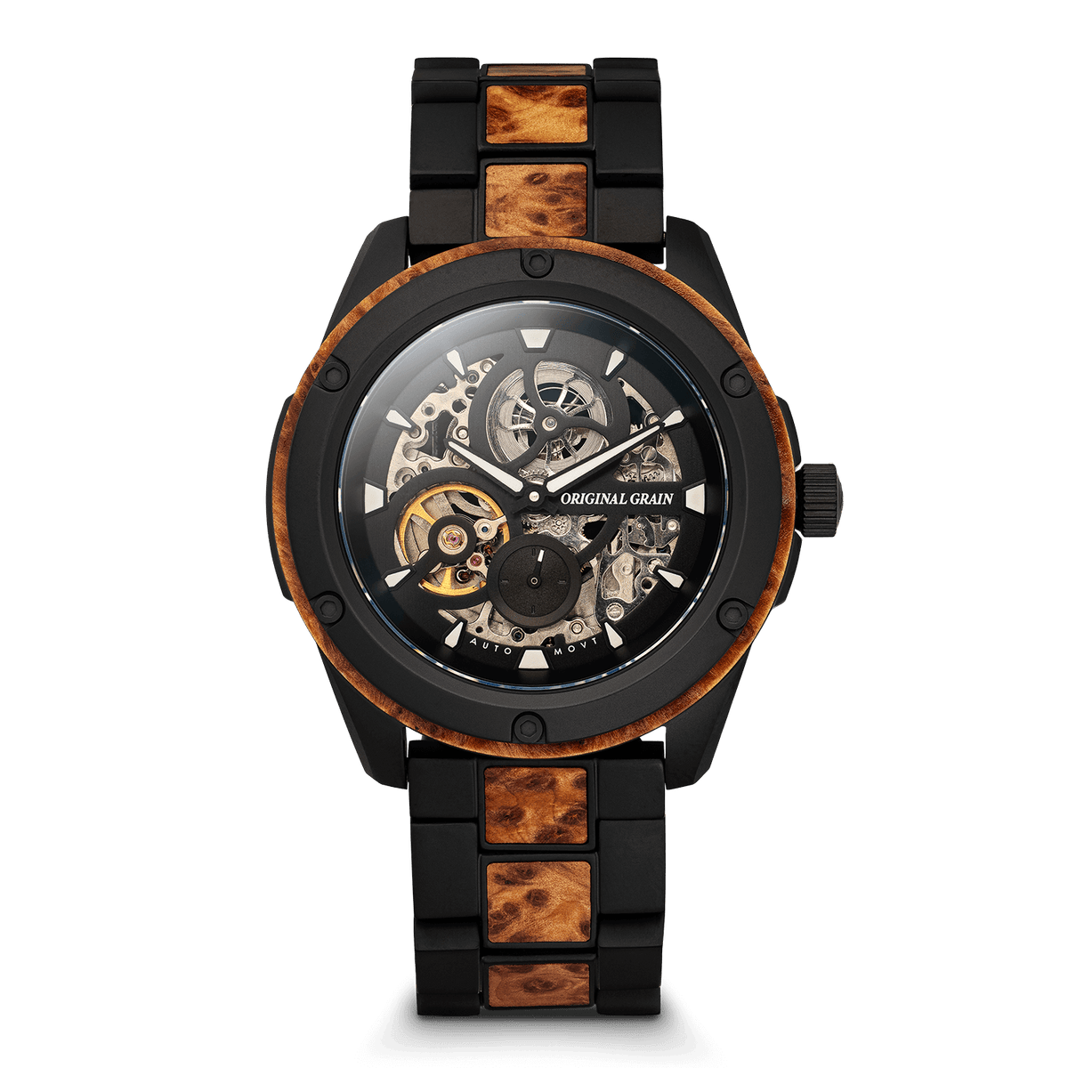 Burlwood Black Rugged Auto 44mm