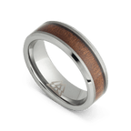 Burlwood Silver Single Barrel Beveled Ring