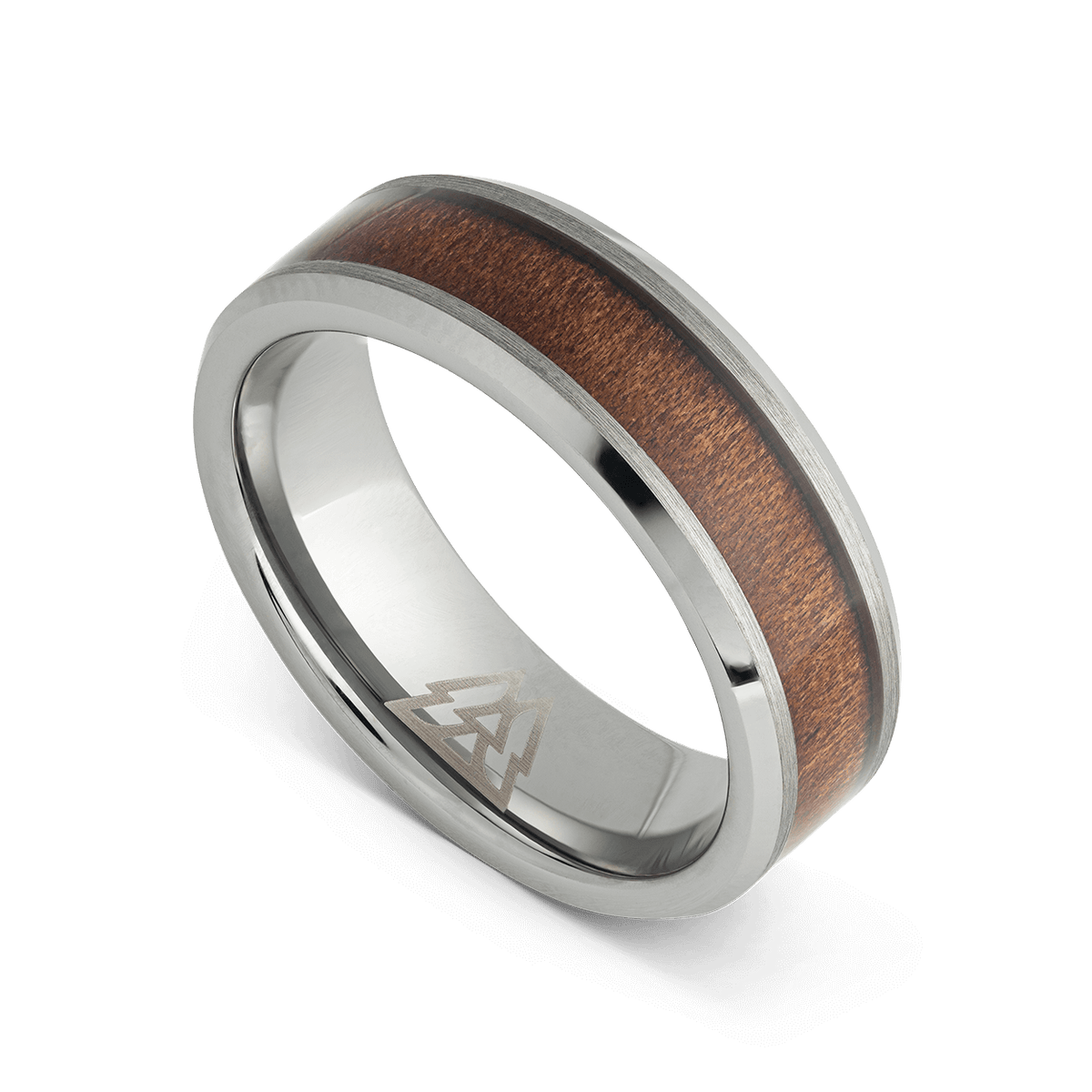Burlwood Silver Single Barrel Beveled Ring
