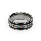 Ebony Abalone Silver Double Barrel Ring