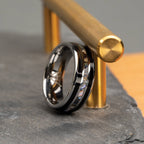 Ebony Abalone Silver Double Barrel Ring