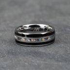 Ebony Abalone Silver Double Barrel Ring