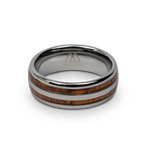Hawaiian Koa Silver Double Barrel Ring