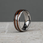 Hawaiian Koa Silver Double Barrel Ring