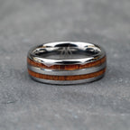 Hawaiian Koa Silver Double Barrel Ring