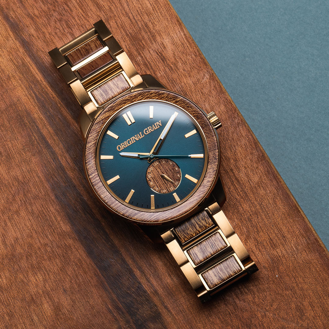 Sapele Teal Dial Bronze Barrel 46mm